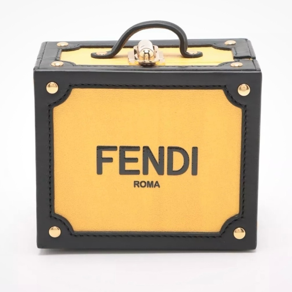 Fendi Trunk Charm GP & Leather Black x yellow